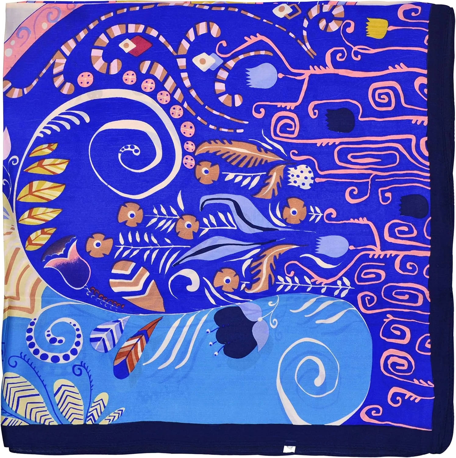 Women's Graphic Print 100% Silk, Silk Scarf Square, 33X33 Inches