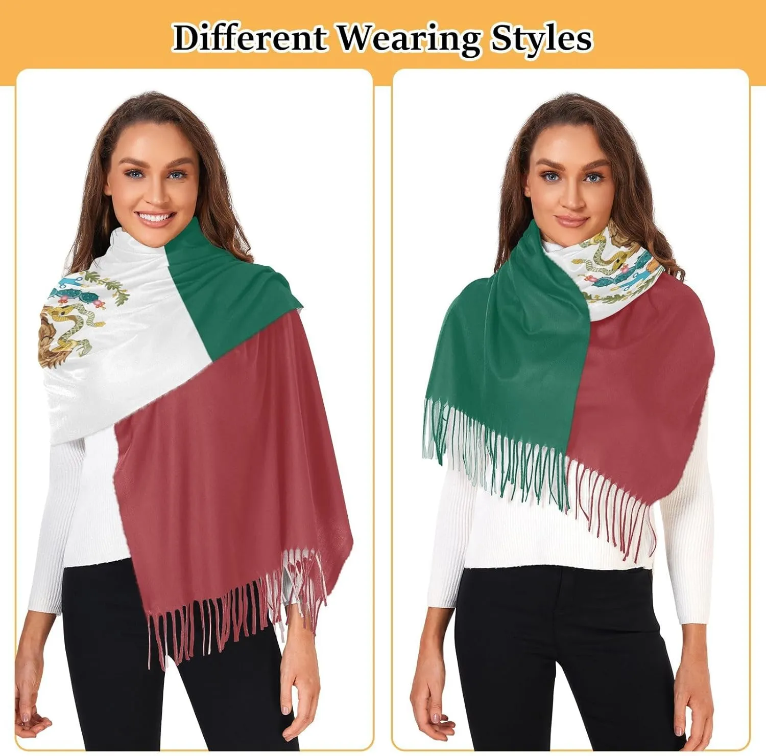 Women's Scarf Shawl Cashmere Feel Scarves Fashion Soft Winter Warm Large Scarf with Tassel